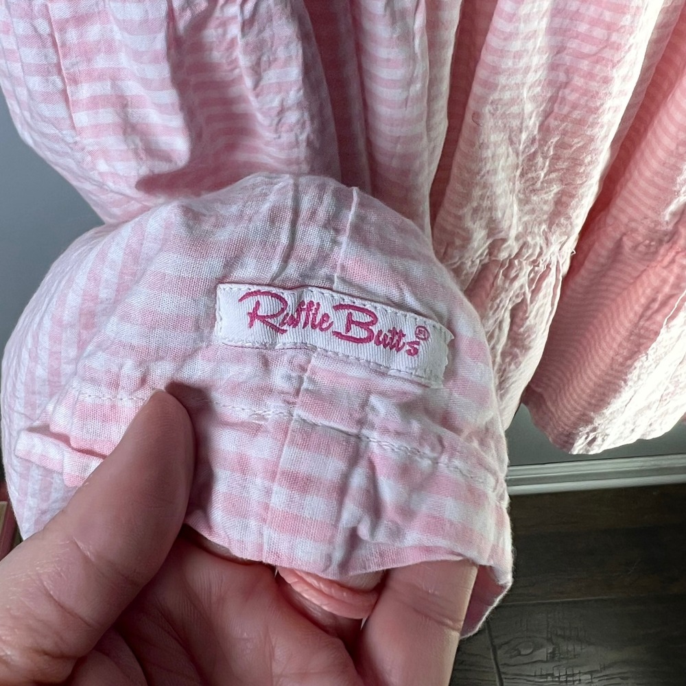 Ruffle Butts Womens Sz Medium Pink Gingham Smocked Tiered Maxi Dress Cottagecore - Picture 8 of 10